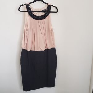 Dress Barn nude/black sparkly collar dress, sz 18